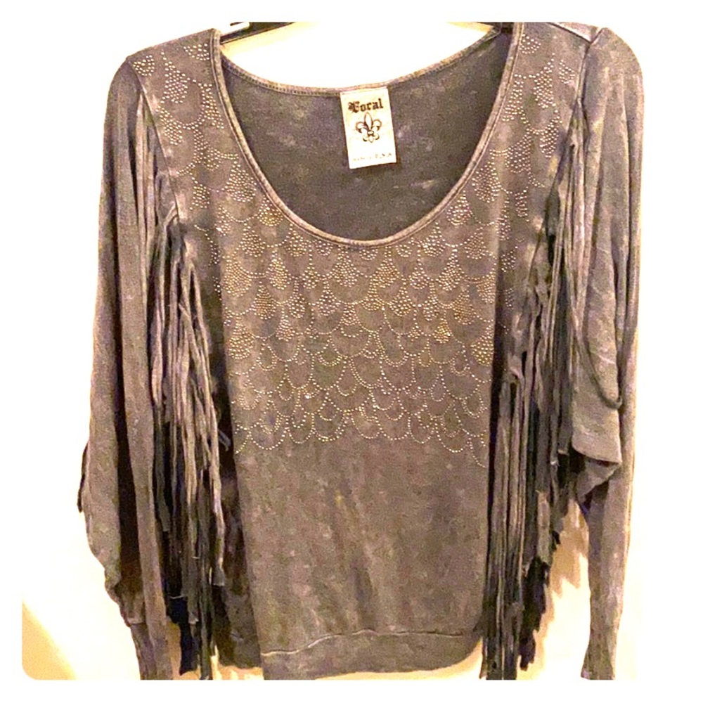 Fringe long sleeve top